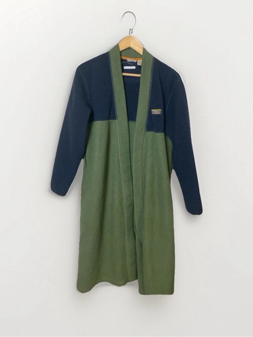 Vintage LL Bean Colorblock Fleece Bathrobe Kimono Coat Mens SM Regular